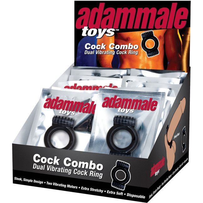 Эрекционное кольцо с вибрацией Adam Male Toys Cock Combo P.O.P - Adam Male Toys. Фотография 2.