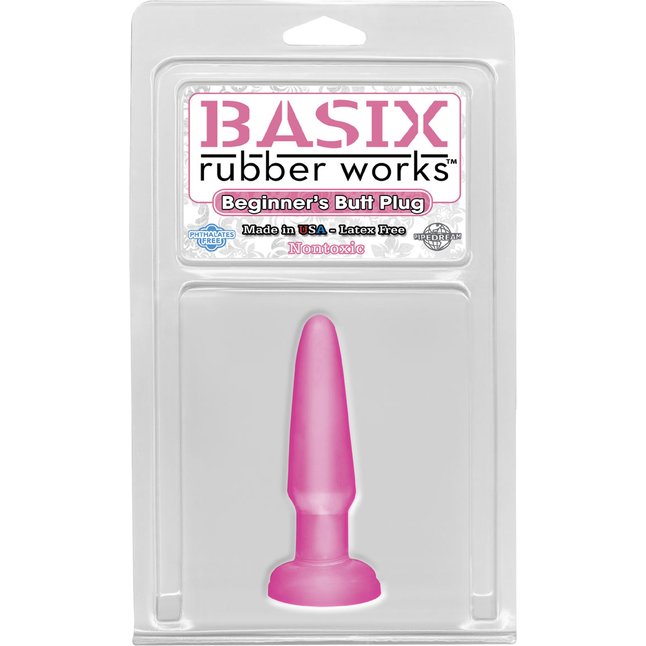 Розовая анальная пробка Basix Rubber Beginners - 10,9 см - Basix Rubber Works. Фотография 2.