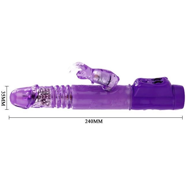 Фиолетовый хай-тек вибратор с ротацией и возвратно-поступательным движением - 24 см. Фотография 3.