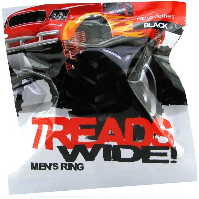 Чёрная эрекционная шина Treads Mens Ring Wide. Фотография 2.