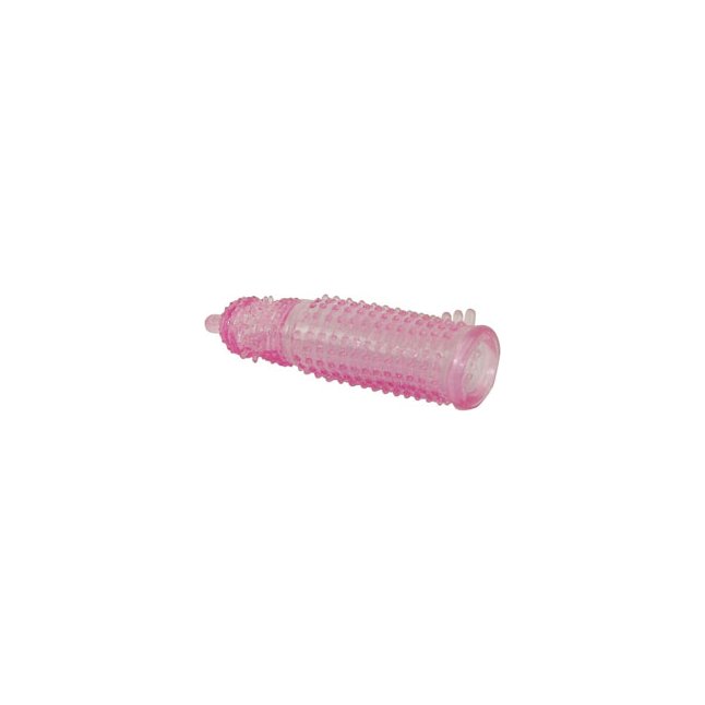 Закрытая розовая насадка на пенис с пупырышками - 10 см. Фотография 2.