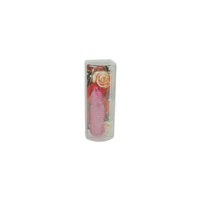 Закрытая розовая насадка на пенис с пупырышками - 10 см. Фотография 3.