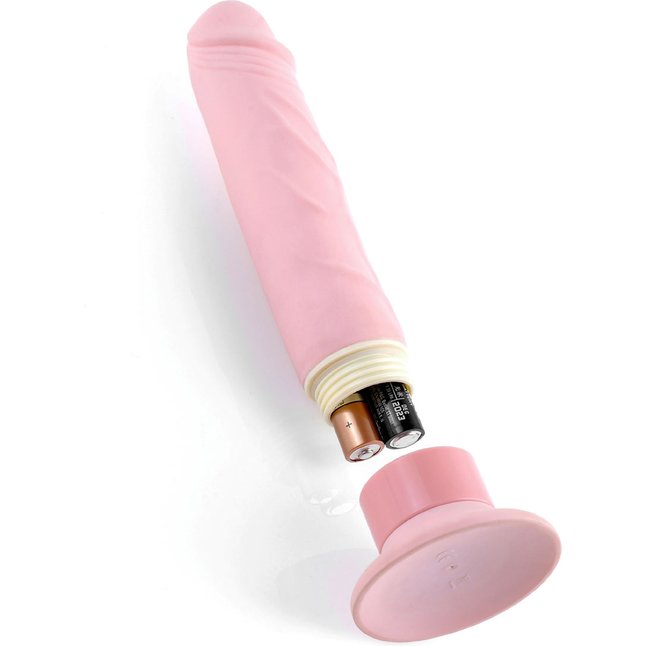 Нежно-розовый страпон с вибрацией Tru-Fit Vibrating Strap-On - 16 см - Fetish Fantasy Series. Фотография 6.