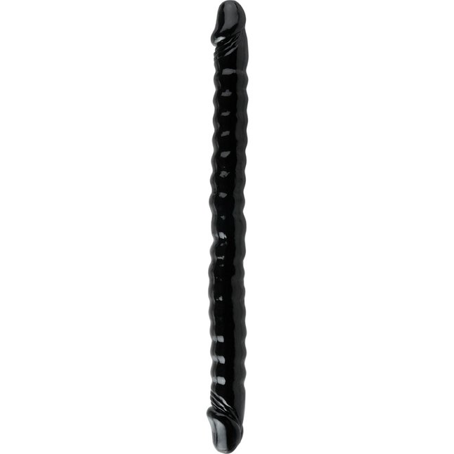 Черный двухголовый фаллоимитатор Basix Rubber Works 18 - 45 см - Basix Rubber Works
