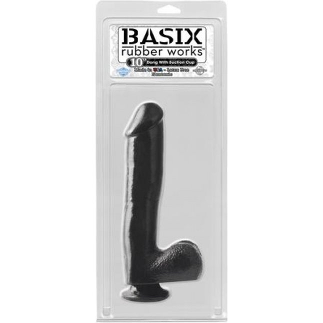 Черный фаллоимитатор c мошонкой Basix - 26 см - Basix Rubber Works. Фотография 2.