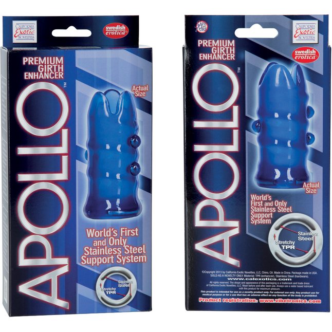Синяя насадка Apollo Premium Girth Enhancers - Apollo. Фотография 2.