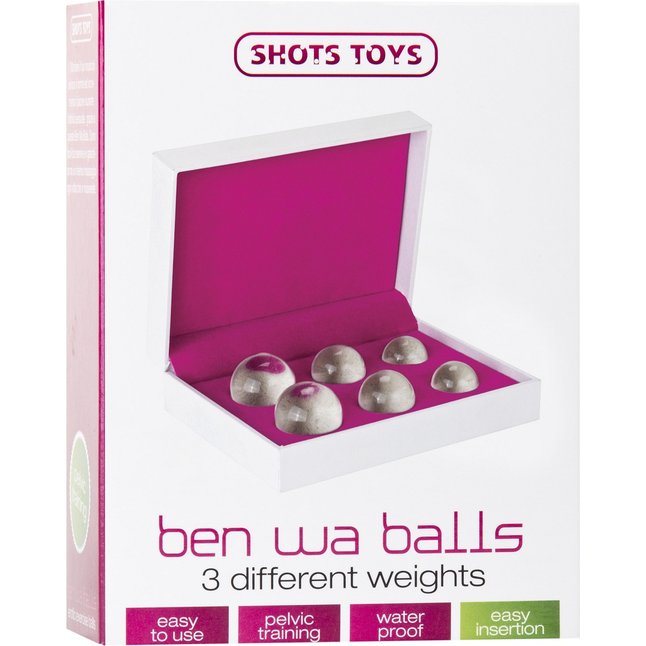 Набор стеклянных вагинальных шариков разного размера Ben Wa Balls Set - Shots Toys. Фотография 2.