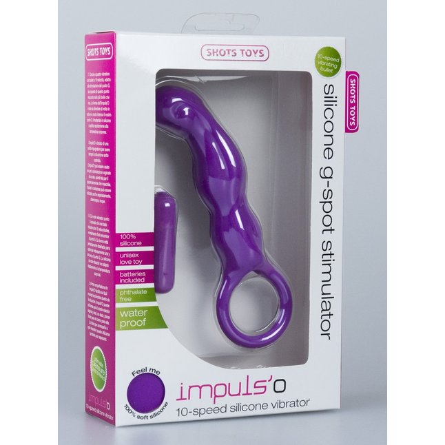 Фиолетовый водонепроницаемый вибратор Impulso для массажа точки G - 17,5 см - Shots Toys. Фотография 2.