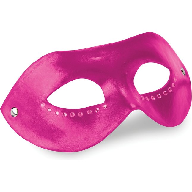 Розовая кожаная маска со стразами Diamond Mask - Ouch!