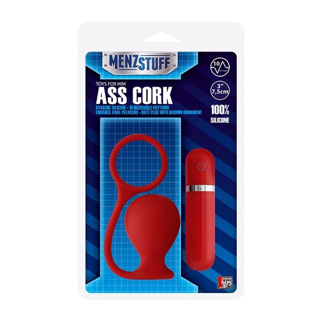 Красная вибровтулка MENZSTUFF ASS CORK WIDE - 7,5 см. - MenzStuff