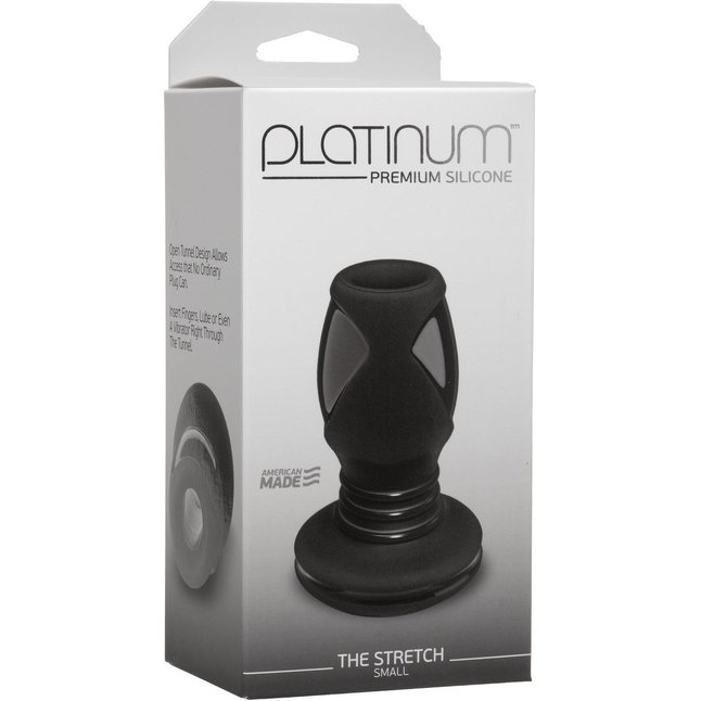 Чёрная анальная пробка с отверстием Platinum The Stretch Small - 8,6 см - Platinum Premium Silicone