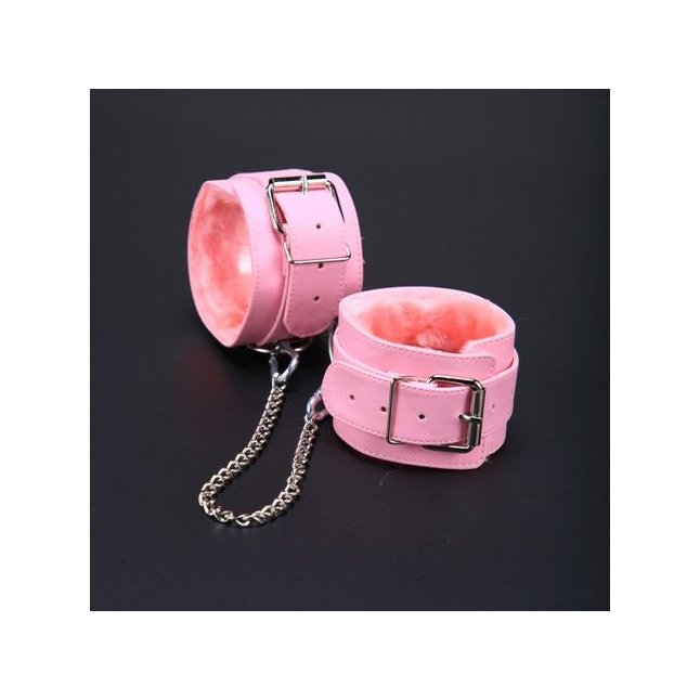 Розовые оковы на ноги из искусственной кожи - BDSM accessories