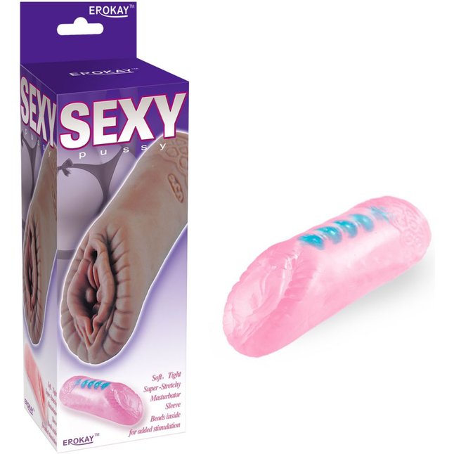 Розовый мастурбатор Sexy Pussy with Beads Tube. Фотография 2.
