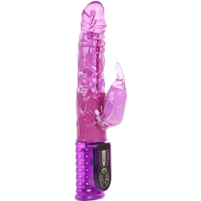 Розовый вибратор со стимулятором клитора Love Stroker - 26,5 см