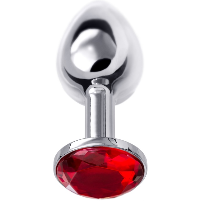 Малая серебристая анальная втулка с красным кристаллом - 6 см - Metal. Фотография 3.