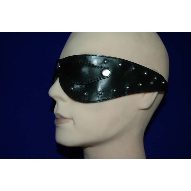 Чёрная маска на глаза Zorro с клёпками и съемными шорами. Фотография 3.