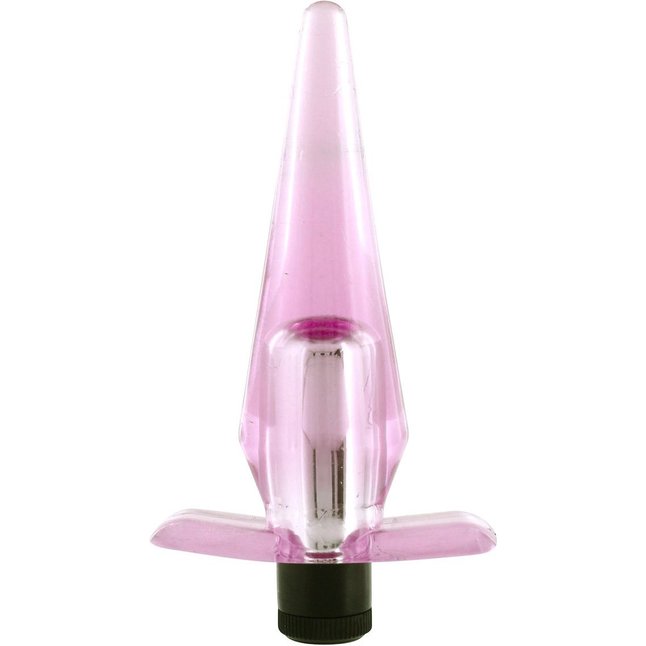 Розовая анальная пробка с вибрацией - 12 см