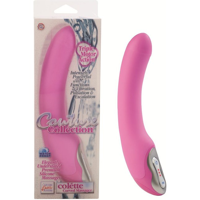 Розовый силиконовый вибратор Curved Massager Colette - 16 см.
