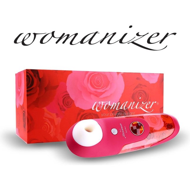 Красный бесконтактный стимулятор клитора WOMANIZER rose edition. Фотография 3.
