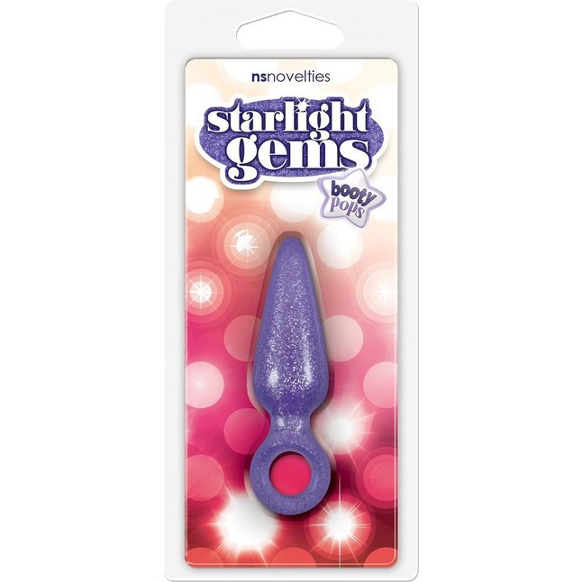 Фиолетовая анальная пробка Booty Pops с кольцом - 8 см - Starlight Gems. Фотография 2.