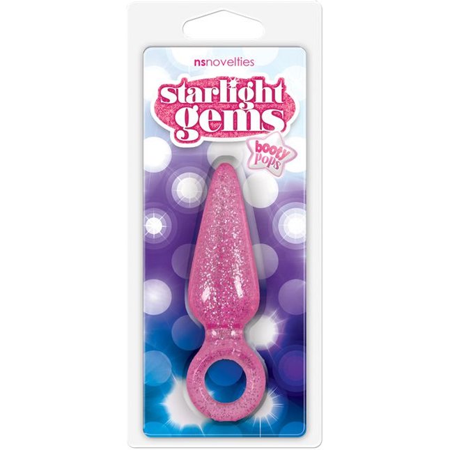 Розовая анальная пробка Booty Pops с кольцом - 10 см - Starlight Gems