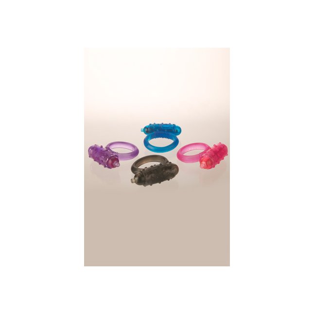 Набор разноцветных эрекционных колец MINI ONE TOUCH COCKRING с вибрацией - Pipedream Products. Фотография 2.