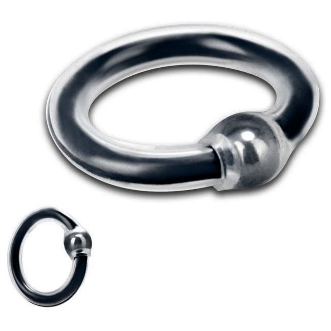 Чёрное эрекционное кольцо на пенис с шариком в прозрачной оболочке