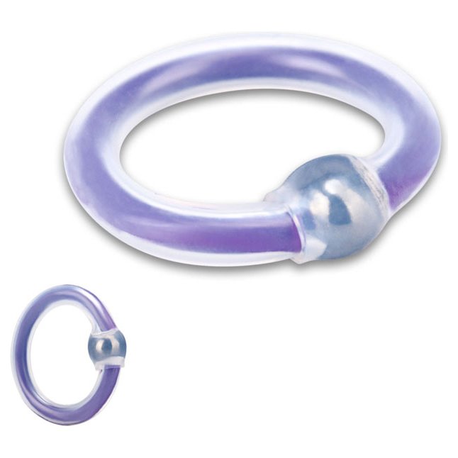 Эрекционное бело-фиолетовое кольцо на пенис с шариком
