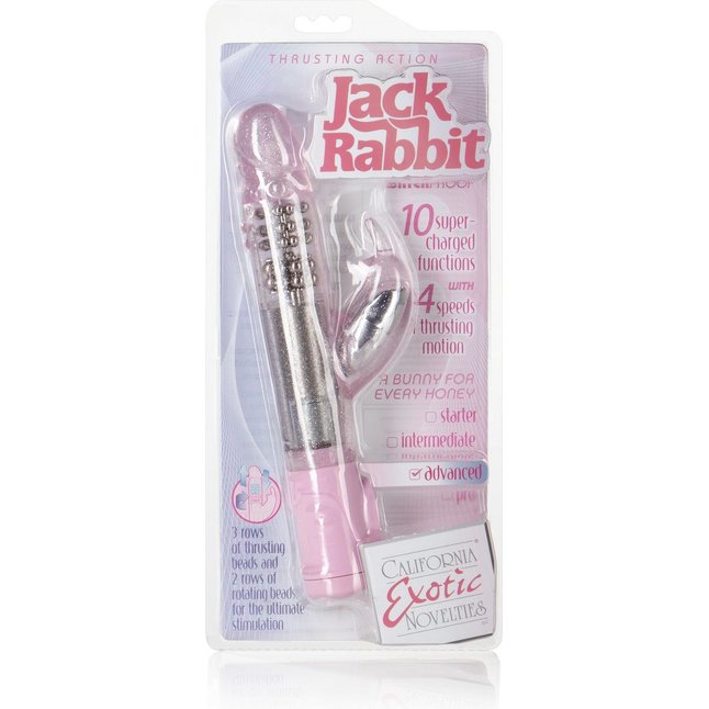 Розовый вибромассажер Thrusting Action Jack Rabbit - 19 см - Jack Rabbits. Фотография 2.
