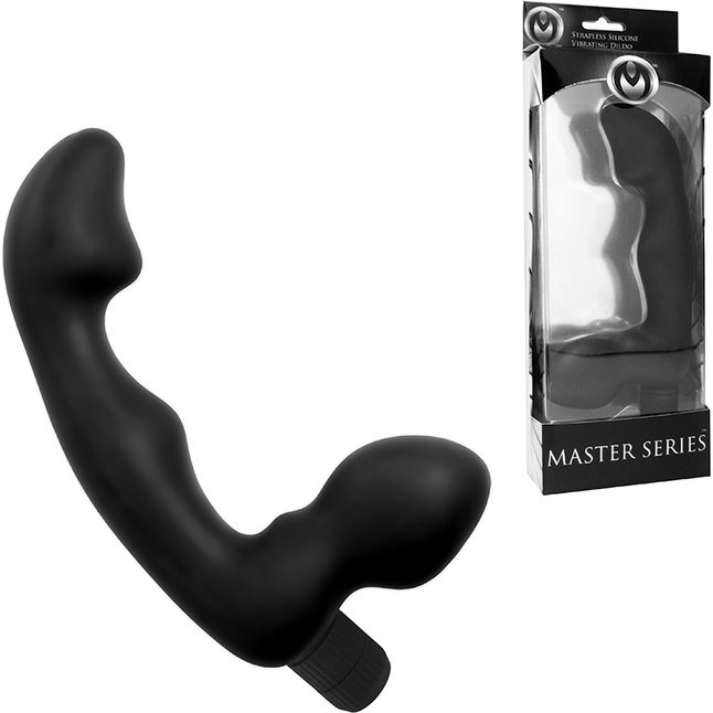 Безремневый черный страпон со стимуляцией G-точки Karma Strapless G-Spot Vibe - 16,5 см - Master Series