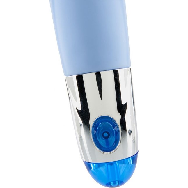 Голубой вибратор со стимуляцией клитора Lovely Vibes G-spot - 20 см. Фотография 2.