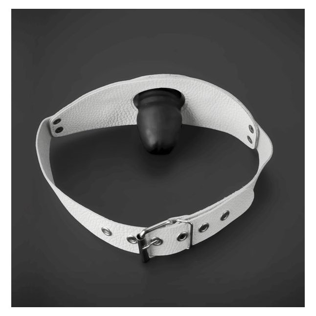 Белый кожаный кляп на регулируемых ремешках - BDSM accessories