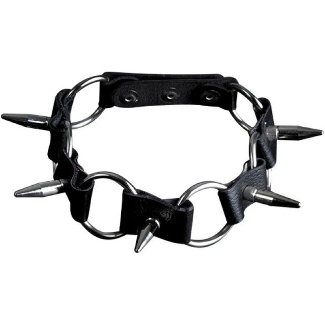 Чёрный кожаный ошейник с длинными шипами - BDSM accessories. Фотография 3.