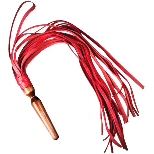 Красная кожная плеть Комета с рукоятью в виде анальной пробки - 60 см - BDSM accessories. Фотография 2.