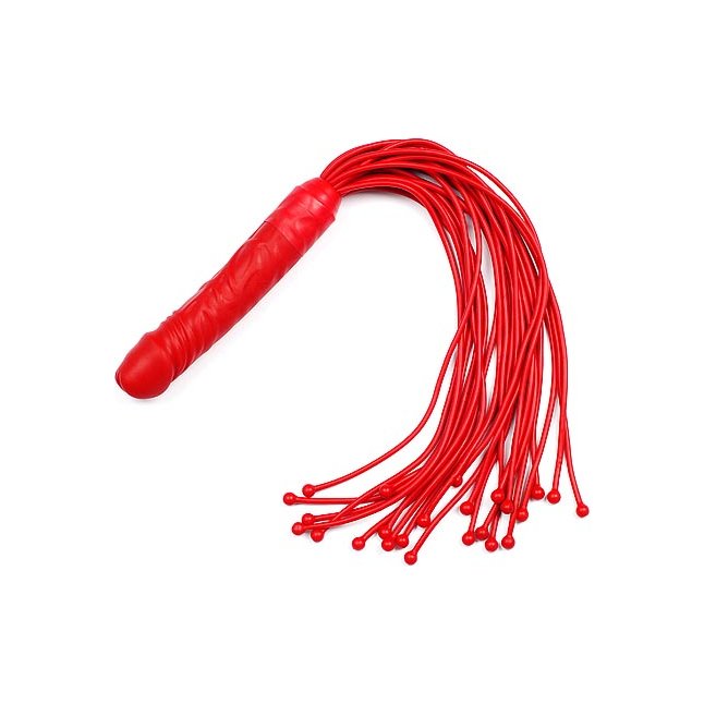 Красная плеть с ручкой-фаллосом - 55 см - Passion Line
