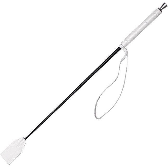 Белый стек с кожаной ручкой - 70 см - BDSM accessories. Фотография 2.