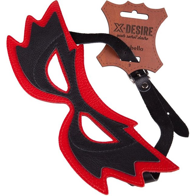 Чёрно-красная маска с прорезями для глаз - BDSM accessories. Фотография 2.