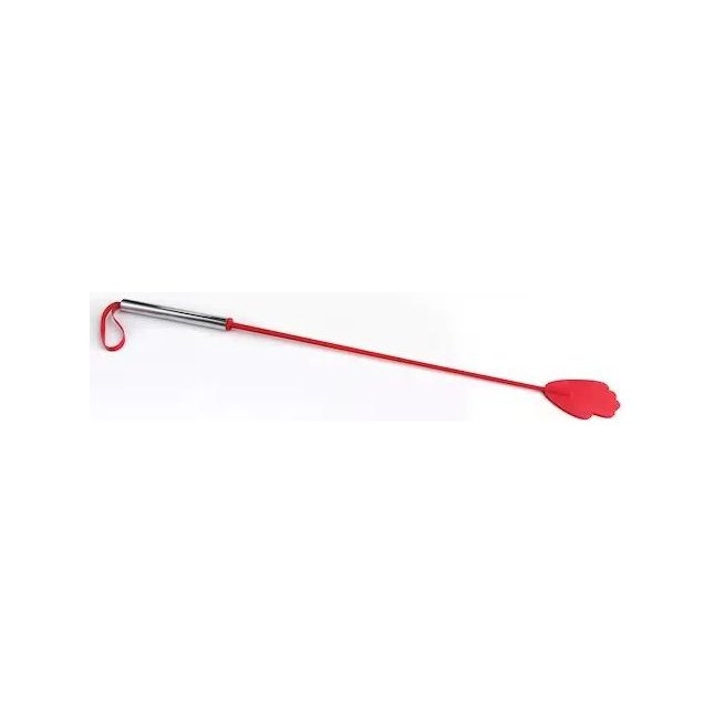 Красный стек с металлической хромированной ручкой - 62 см - BDSM accessories