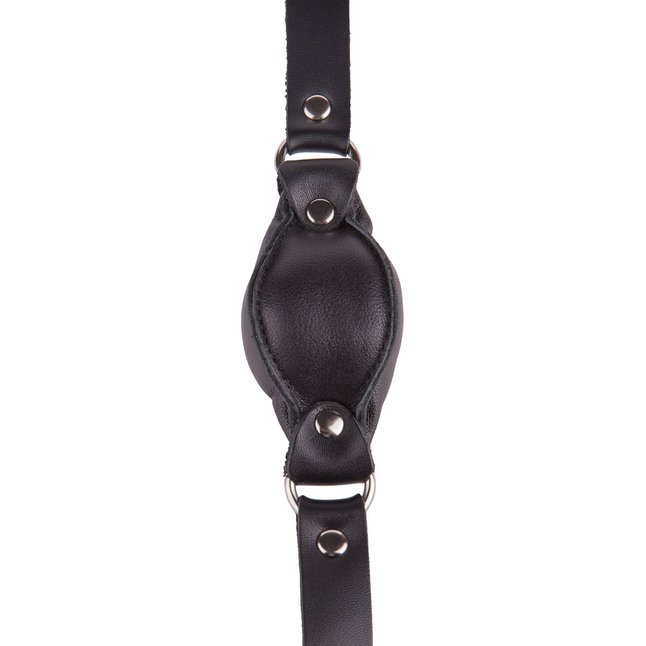 Чёрный кожаный кляп на регулируемых ремешках - BDSM accessories. Фотография 5.