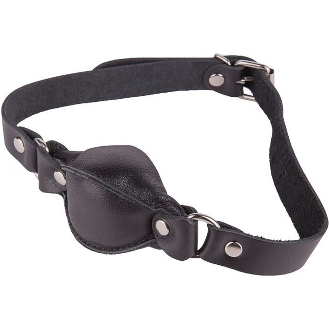 Чёрный кожаный кляп на регулируемых ремешках - BDSM accessories