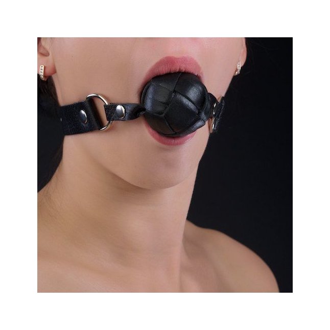 Чёрный кожаный кляп-шар - BDSM accessories