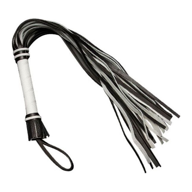 Чёрно-белая многохвостая плеть - 65 см - BDSM accessories. Фотография 2.