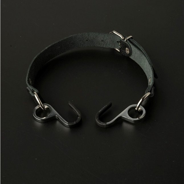 Чёрный кляп с крючками Вечная улыбка - BDSM accessories