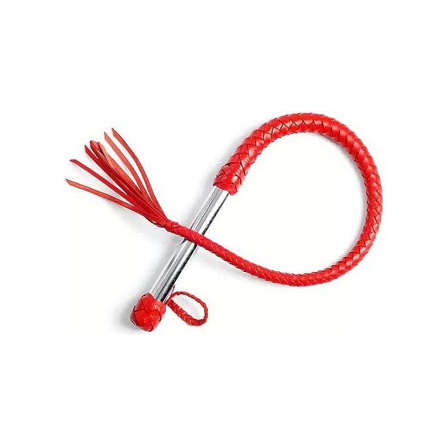 Однохвостая красная плеть с хлопушкой - 70 см - BDSM accessories