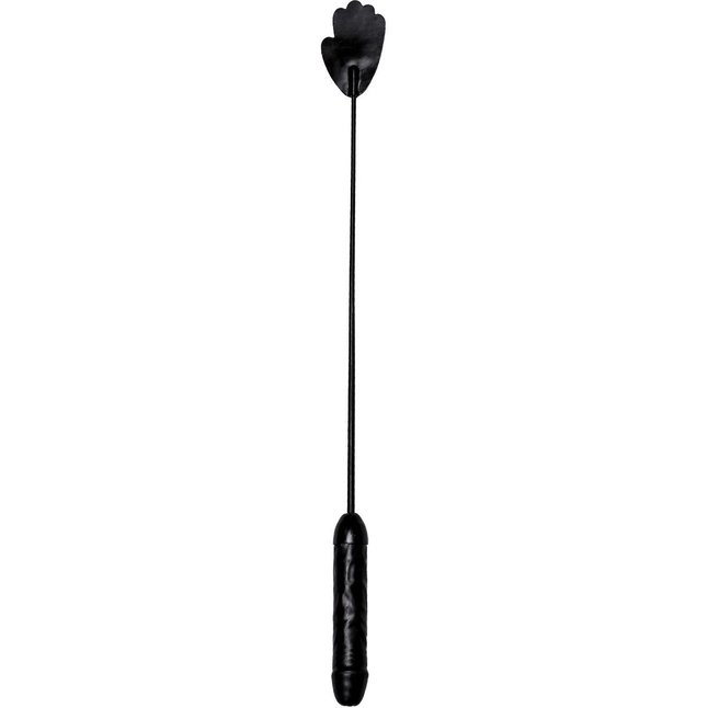 Чёрный стек с фаллосом вместо ручки - 62 см - BDSM accessories