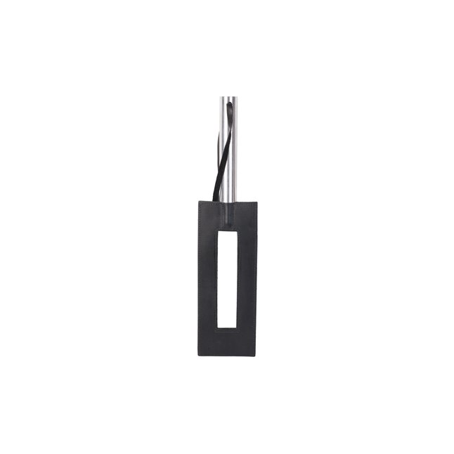 Чёрная кожаная шлёпалка-рамка Leather Gap Paddle - 36 см - Fetish Factory