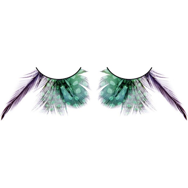 Зеленые ресницы с фиолетовыми перьями - Eyelashes Collection