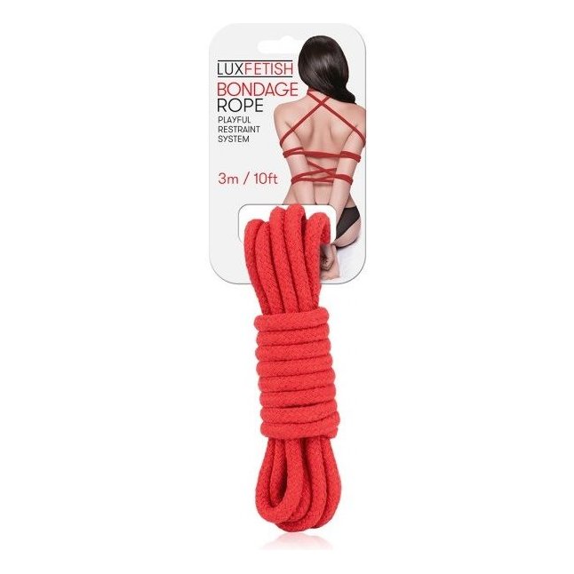 Красная хлопковая веревка для связывания - 3 м. Фотография 3.