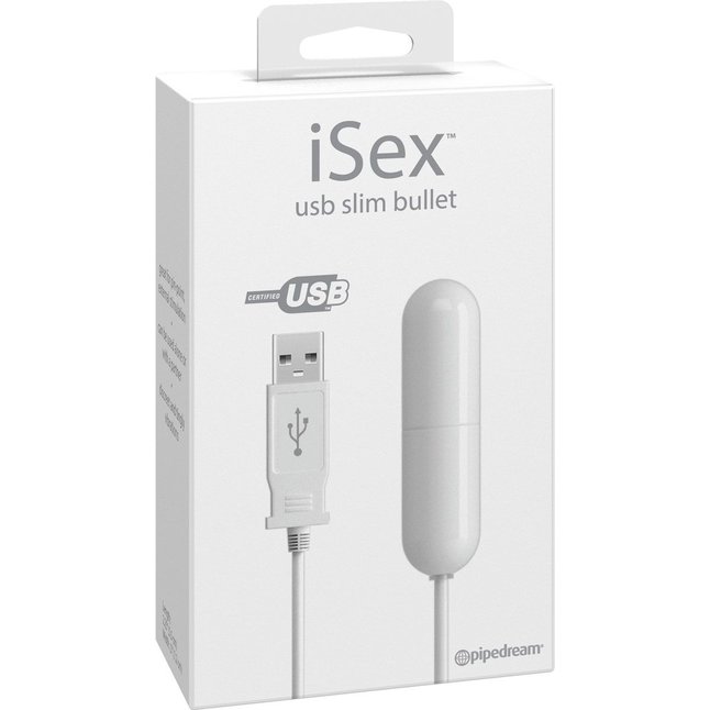 Белая вибропуля с шнуром питания USB - ISex