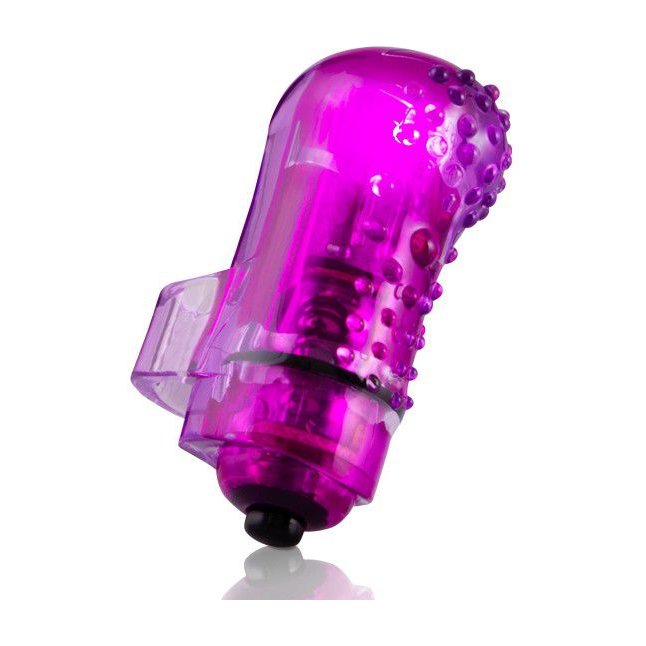 Светящийся фиолетовый вибростимулятор на пальчик FingO